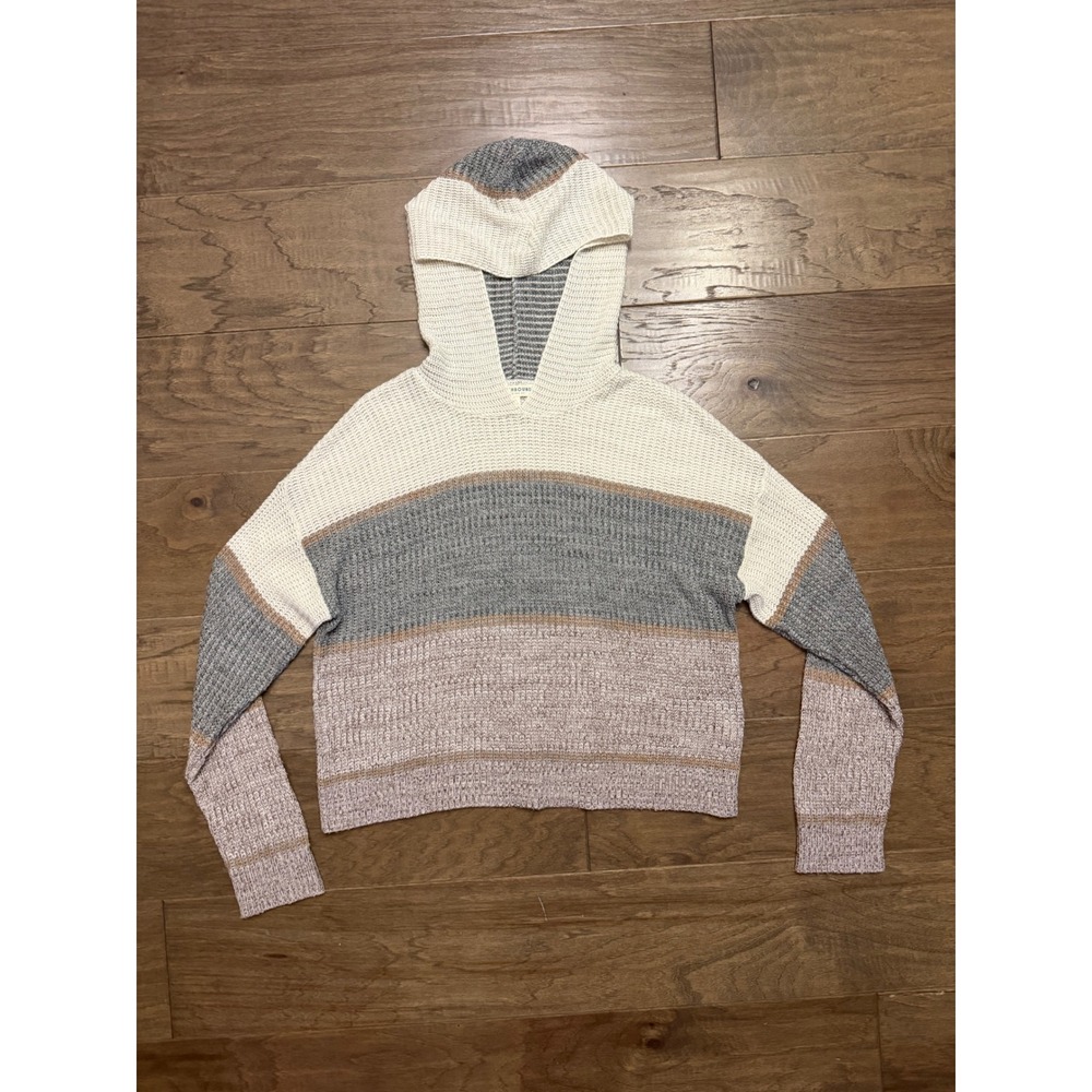 Earthbound Trading Co Sweater Hoodie Womens Medium Multi Colorblock Waffle Boho